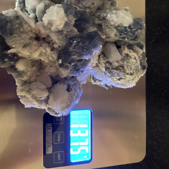 HUGE Blue fluorite on milky quartz cluster formation from Inner Mongolia, China - Picture 10 of 11